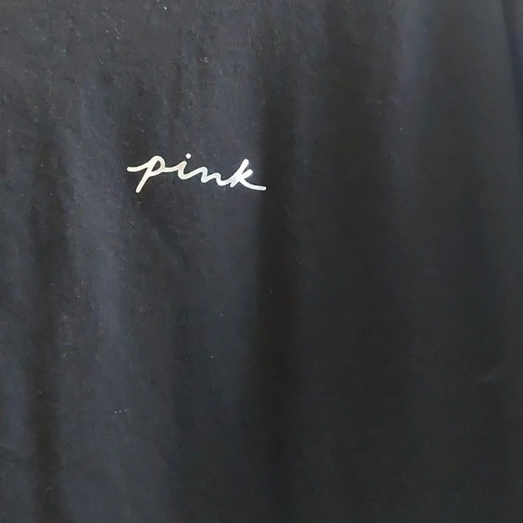 Victoria's Secret Pink Spacedye black campus T-shirt Silver logo XSmall - Picture 3 of 4